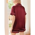 thumbnail image 4 of Avidlove Women 3 Piece Satin Silk Pajama Set Comfy Short Sleeve Button Down Pj Shirt with Shorts and Long Pants Sleepwear Soft Loungewear S-XXL, 4 of 6