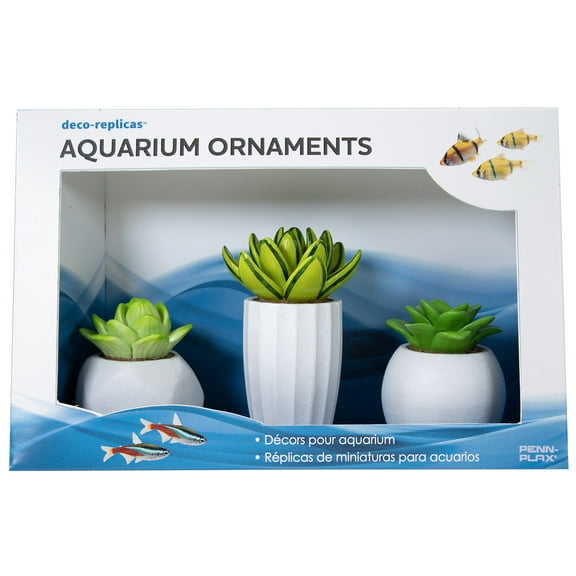 Penn-Plax Deco-Replicas Succulent Resin Ornament Pack - for Aquariums and Fish Tanks- 3 Piece Kit