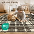thumbnail image 4 of ODIKA 3'x5' Washable Throw Rug Stain Resistant, Low Profile, Non-Slip Plaid Vintage Border Retro Panel Motif Plank Frame Door Farmhouse Refined for Entryway, Kitchen, Mudroom, 4 of 7