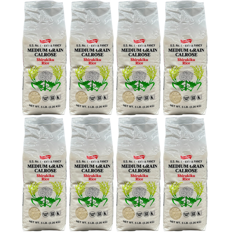 Shirakiku Calrose Rice No. 1 Extra Fancy, 5.00 lbs each, 8 bags