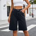 thumbnail image 3 of Women's Wide Leg Denim Bermuda Shorts – Comfortable Straight Fit Jeans in Sizes S-XXXL, Versatile Summer Casual Bottoms for Vacation Daily Wear, 3 of 5