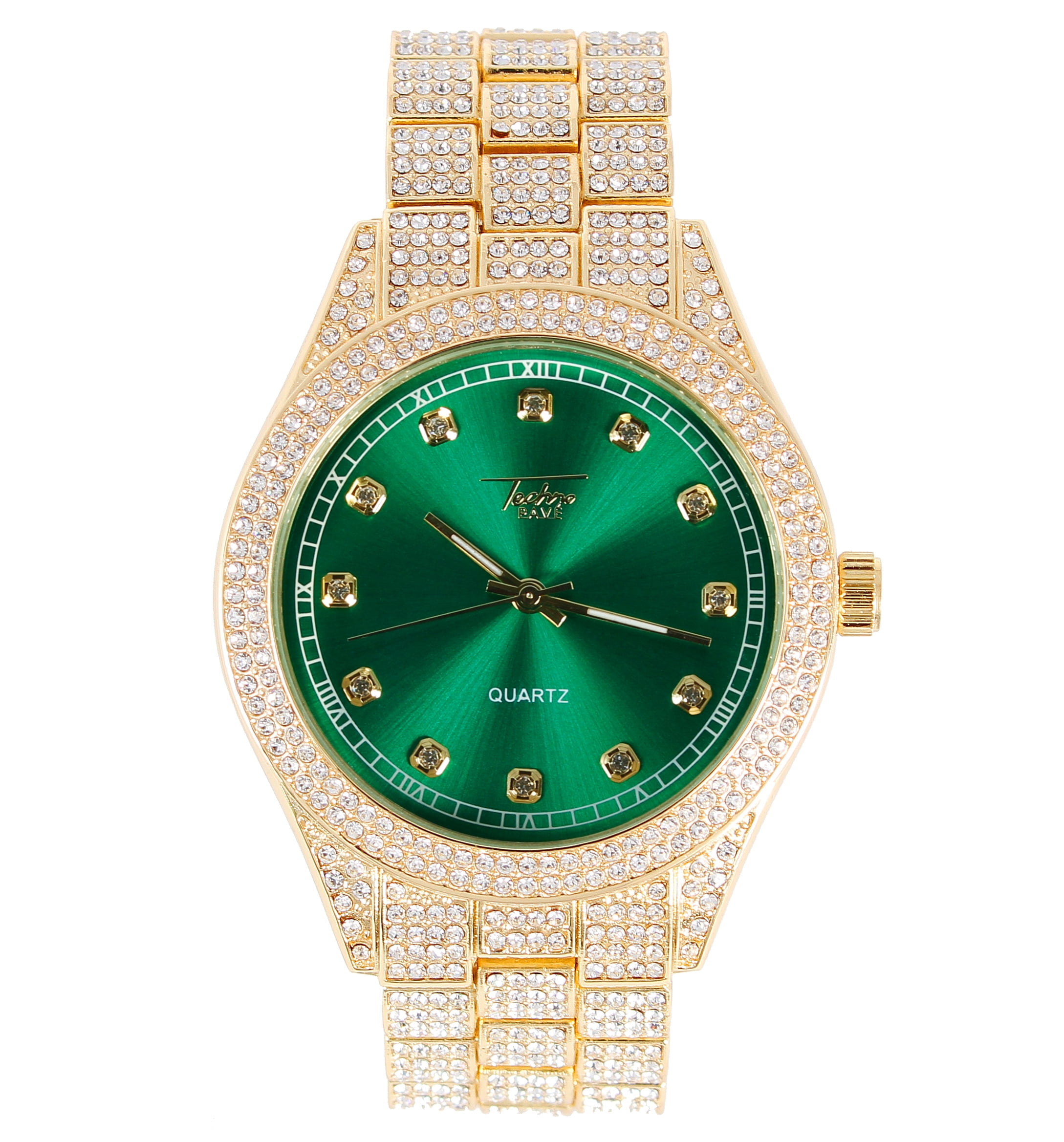 techno pave quartz watch