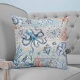 thumbnail image 4 of 26x26 Pillow Covers Set of 2, Coastal Octopus Throw Pillow Covers Decorative Couch Cushion Case, Farmhouse Nautical Ocean Conch Coral Microfiber Square Pillowcases for Bedroom Car Living Room, 4 of 7