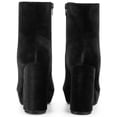 thumbnail image 4 of DARING DIVA Platform Block Heels Faux Velvet Ankle Boots Black 7, 4 of 7