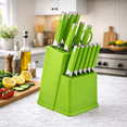 thumbnail image 1 of 13 Pcs Kitchen Knife Set with Block, Stainless Steel Sharp Blades, Non-Slip Handle, Multi-Color Knife Set with Scissors for Home Kitchen Green, 1 of 4