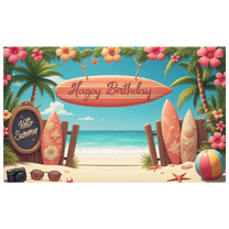 Tropical Theme Surfboard Banner Beach Party Backdrop for Summer Celebration Outdoor Event Photography