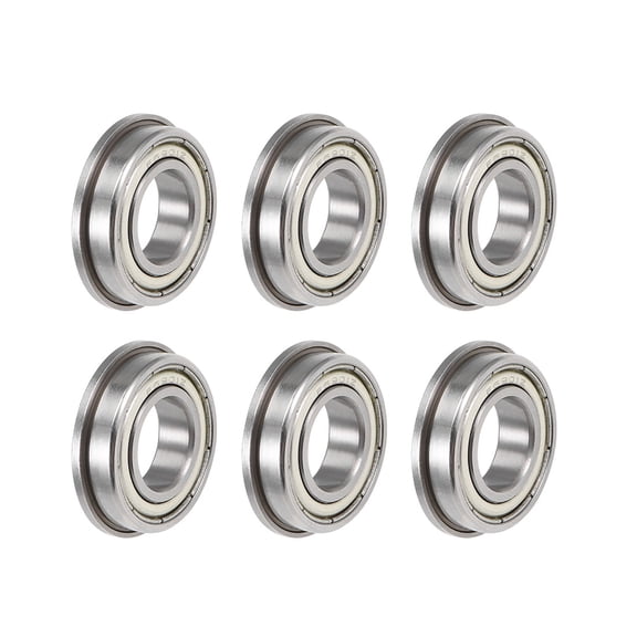 F6901ZZ Flange Ball Bearing, 12x24x6mm Shielded Chrome Bearings 6pcs