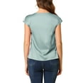 thumbnail image 3 of INSPIRE CHIC Women's Cap Sleeve Silky Blouse Round Neck Pleated Casual Elegant Top, 3 of 6