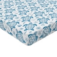thumbnail image 2 of Ambesonne Turtle Fitted Sheet 2 Pcs Set, Underwater Fauna Motif, Full, Blue and White, 2 of 3