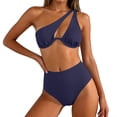 thumbnail image 6 of Qingpeng One Piece Swimsuit for Women Single shoulder Strap Solid Color Swimwear High Waist Shorts Bathing Suit, 6 of 7