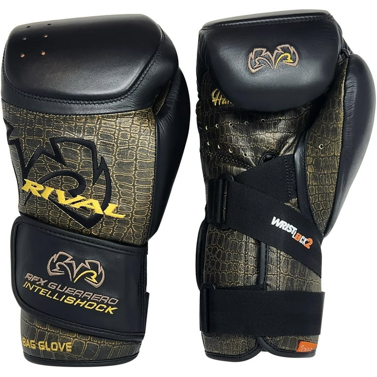 Rival Boxing RFX-Guerrero Intelli-Shock Bag Gloves - 10 oz. -  Crocodile/Black