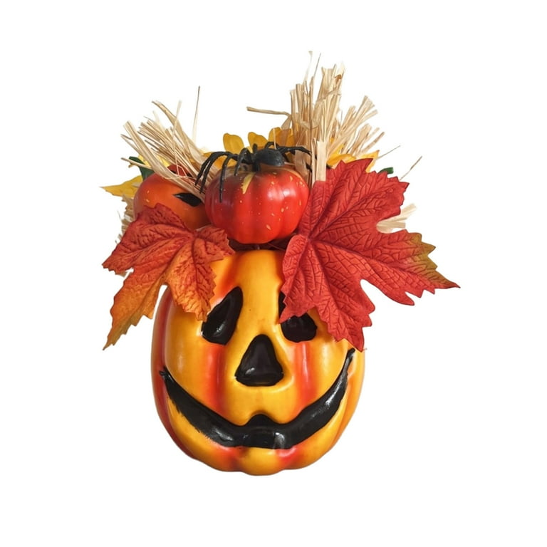 BigOtters 7 Inch Fall Pumpkin Decor - Artificial Pumpkin With Sunflower & Maple Leaves