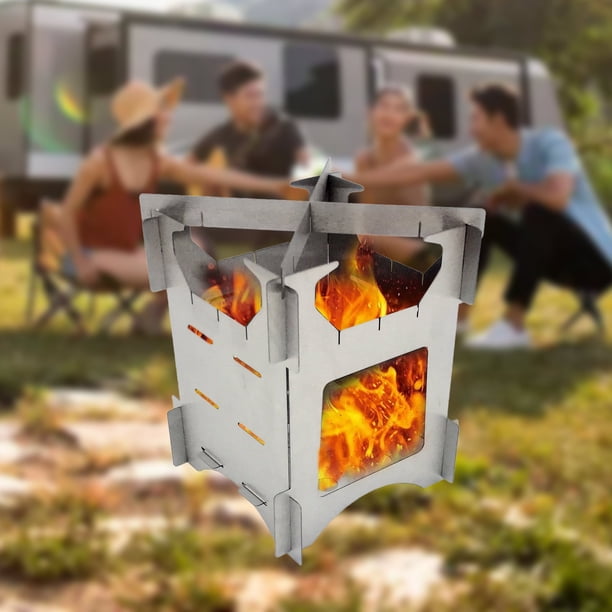 Poêle à Bois Pliable Pour Camping – Acier Inox, Léger 830 G – Grill Et Cuisine Extérieure, Parfait Pour Rando Et Pique-nique