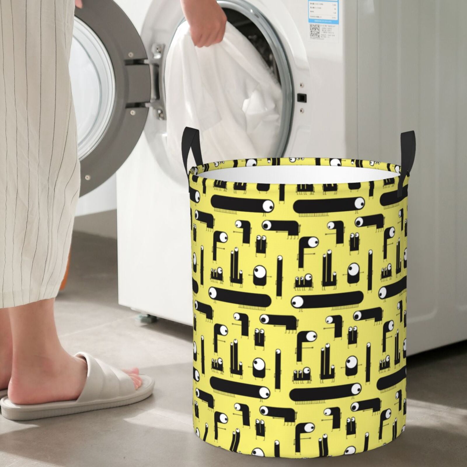 Large Laundry Basket with Handles - Cute one-eyed monster Kids Baby Dirty Clothes Laundry Hamper for Bedroom Aesthetic
