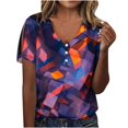thumbnail image 2 of Fiudx Camisas para Mujer Camiseta de Manga Corta con Cuello En V y Estampado Informal para Mujer, Jersey con Botones, Camiseta de Manga Cruzada de Verano, 2 of 5