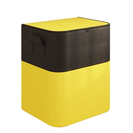 180L Jumbo Non-Woven Storage Bag Black-Yellow Reinforced Clothes Organizer with Lid Huge Capacity Bedding and Quilt Box Durable Closet Management Solution By UKHCCC