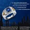 thumbnail image 2 of Gem Stone King Men's 925 Silver and 10K Yellow Gold Blue Created Sapphire and White Lab Grown Diamond Ring (2.76 Cttw) | Size 11, 2 of 6