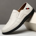 thumbnail image 4 of Black Croc Embossed Slip-On Casual Loafers with Red-Green Web Detail for Men, 4 of 5