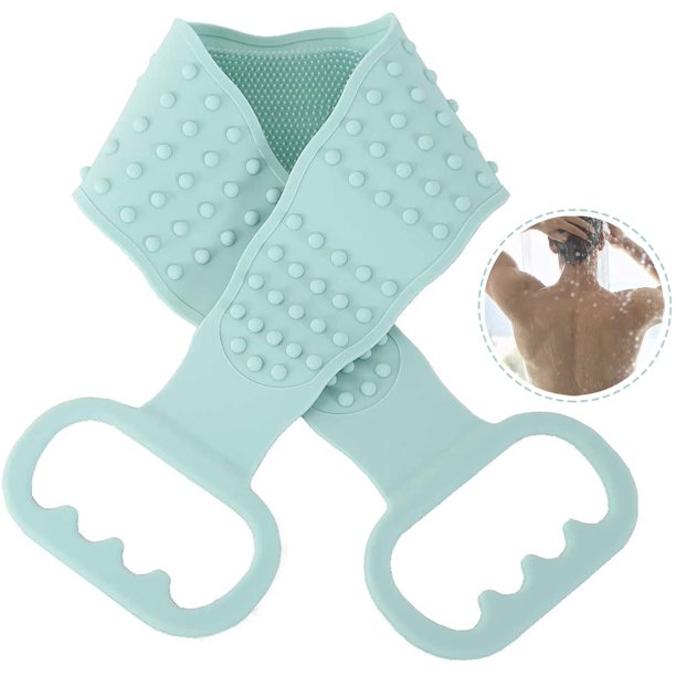 Limpiador de espalda de silicona, limpieza de espalda, cinturón de ducha, limpieza de doble cara, pelado y promoción de la circulación sanguínea, espuma rica, fácil de limpiar, no mohoso Xemadio MZQ-0641-2