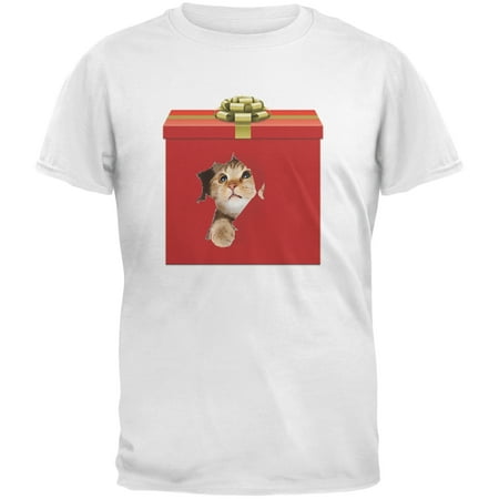 Christmas Present Cat White Youth T-Shirt