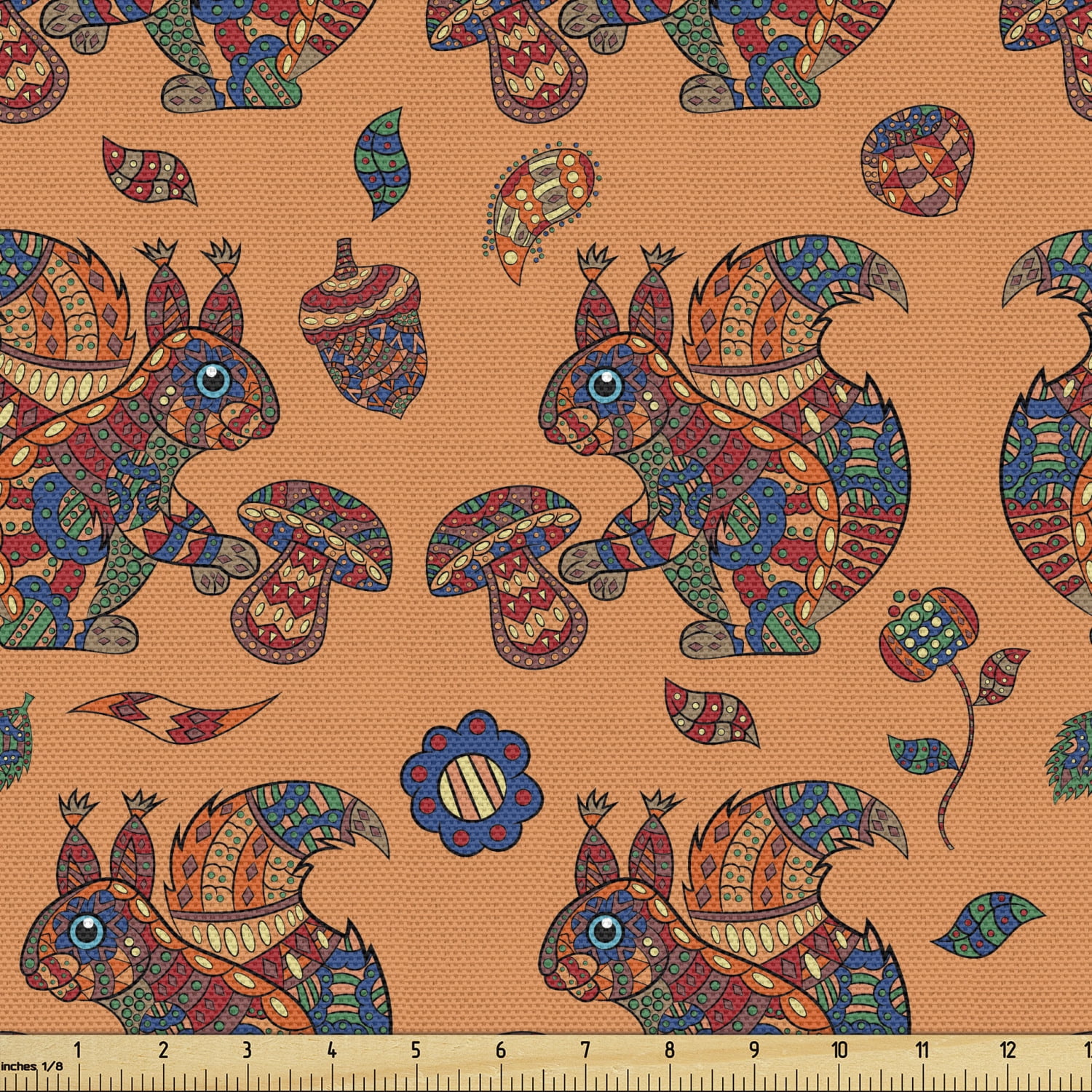 Animal Fabric by the Yard Upholstery, Repetitive Ethnic Motifs Print ...