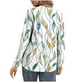 thumbnail image 5 of Blouse for Women Plus Size Long Sleeve V-Neck Printed Buttons T-shirt Casual Blouse Green XXL, 5 of 6