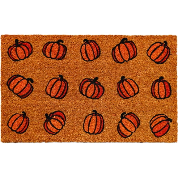 18x30 inch Orange Pumpkin Coir Mat, Halloween Outdoor décor, by Way to Celebrate