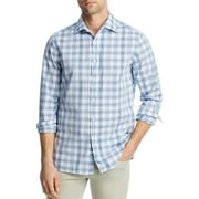 The Men's Store at Major Dept Store Casual Stretch Plaid Slim Shirt Blue-Small