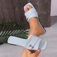 thumbnail image 7 of Hurxie Women's Wide Width Flat Slides Sandals, Slide Sandal Slip on Dressy Summer Shoes for Women Sky Blue 9, 7 of 7