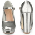thumbnail image 2 of Plataforma Mary Janes Chunky Heels Pumps para Mujer Plateado US 9, 2 of 5