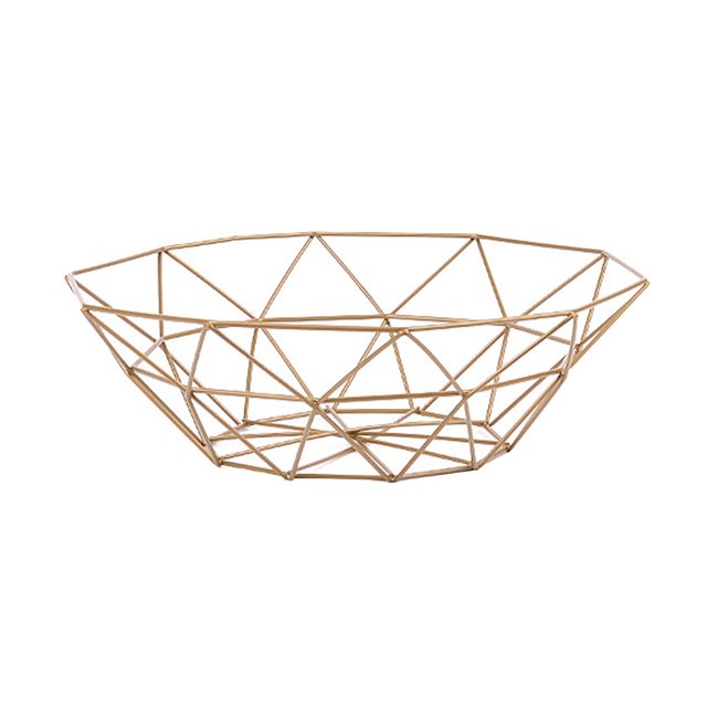 ¡Liquidación! Promoción de cuencos metálicos Leott. Cesta geométrica de alambre para frutas y verduras. Cuenco metálico para almacenamiento de cocina, expositor de escritorio, dorado.