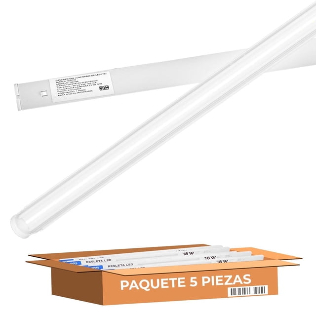 5Pz Tubo Led Regleta Interconectable 9W Transparente 60cm