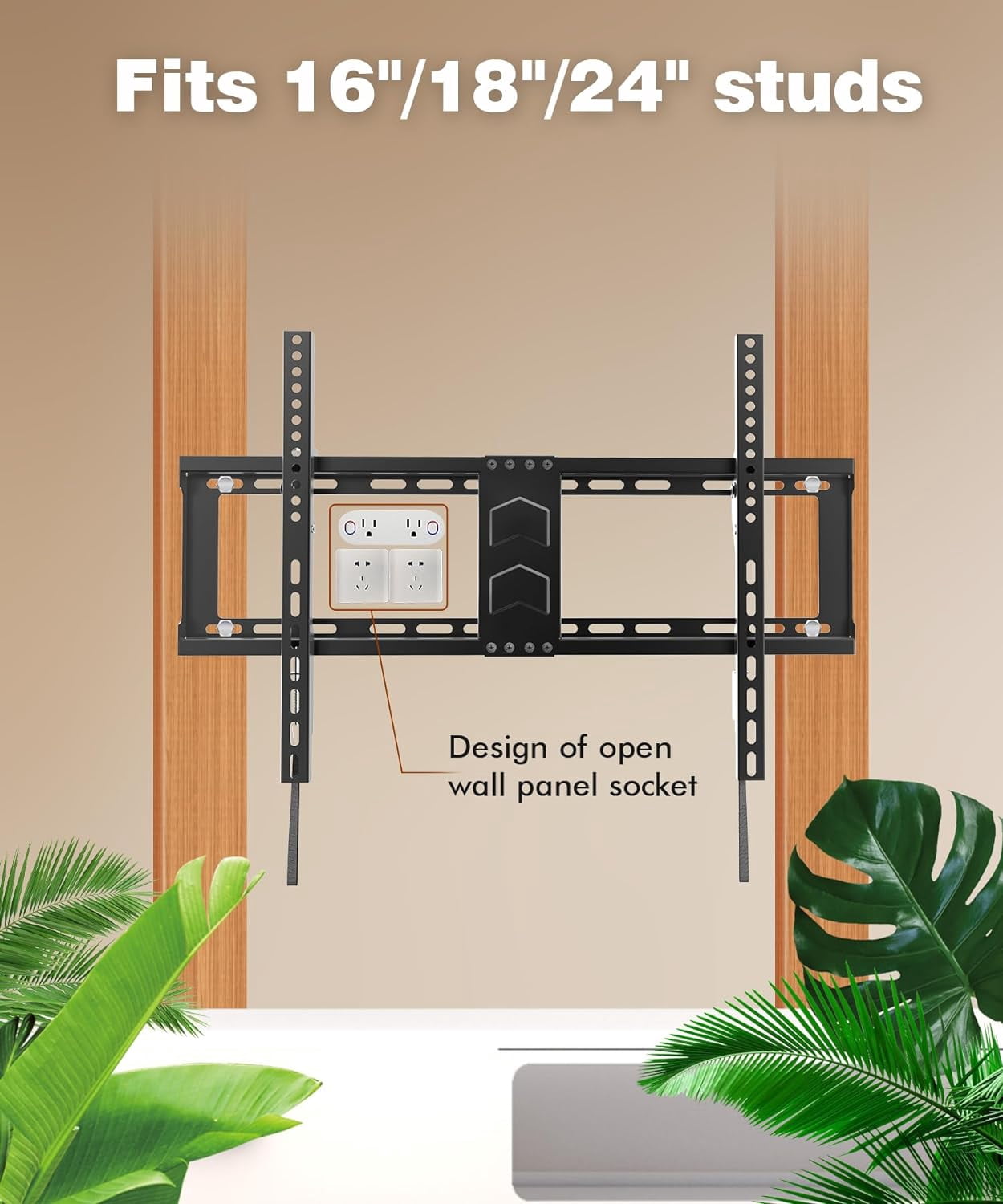TV Wall Mount for Most 37-82 Inch, Low Profile Tilt Bracket Flat/Curved TVs with Max VESA 600x400mm, Fits 16"-24" Studs Up to 132 lbs, Black