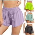 thumbnail image 2 of Clearance All!Samickarr Workout Athletic Shorts For Womens 2 In 1 Double Layer Flowy Hem Running Shorts Biker Shorts Quick-Dry Drawstring High Waisted Gym Yoga Tennis Shorts Butterfly Skirts, 2 of 9