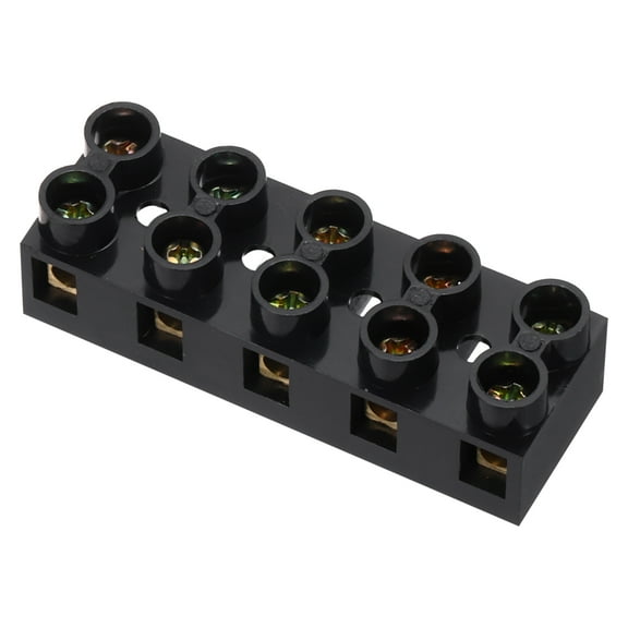Uxcell Dual Row Terminal Block, 5 Positions 500V 20A Screw Terminals Strip, Cable Barrier Block Strip for Home Appliances, Electronic Circuits, Black