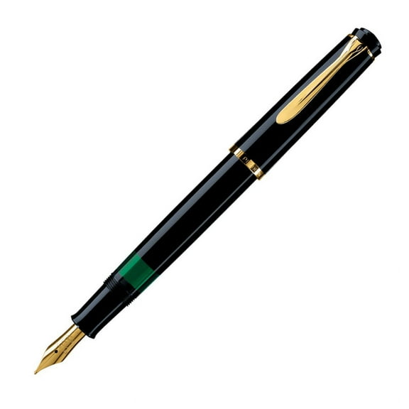 Pelikan Tradition 200 Series M200 Fountain Pen - Black Gold Trim GT - Broad Point