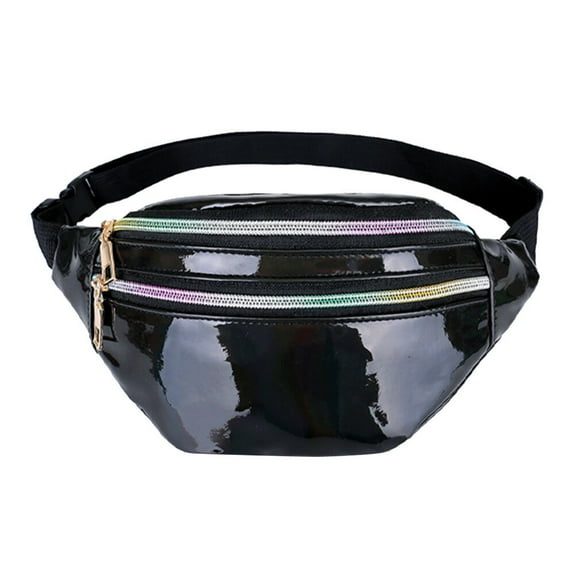 BESTYASH PU Waist Bag Casual Fanny Pack Black 1Pack