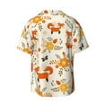 thumbnail image 2 of Balery Flower Fox Men's Casual Button Down Shirt Short Sleeve Textured Summer Cuban Beach Shirts-Small, 2 of 7
