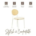 thumbnail image 4 of LeisureMod Velvet Dining Chair Armless Rattan Back Side Chair Modern Accent Chair Comfortable Padded Seat Kitchen Chair with Powder-Coated Stainless Steel Base Euston Collection in Beige, 4 of 11