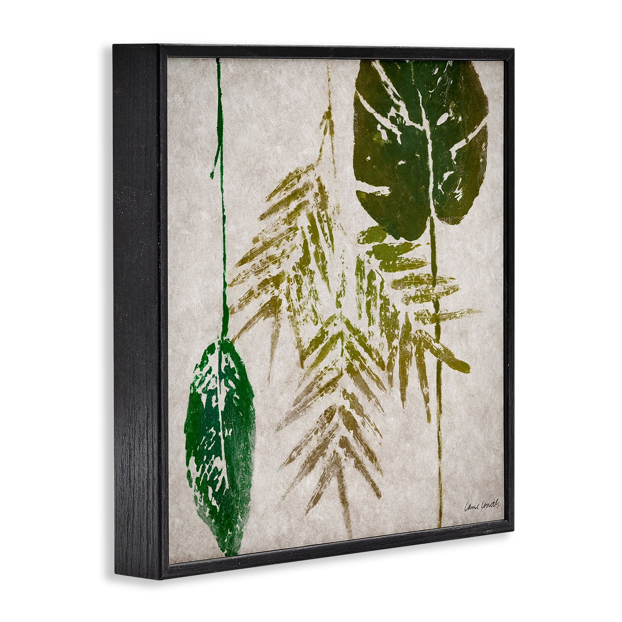 Stupell Industries Botanical Leaf Impressions Botanical & Floral Painting Black Framed Art Print Wall Art, 12 x 12