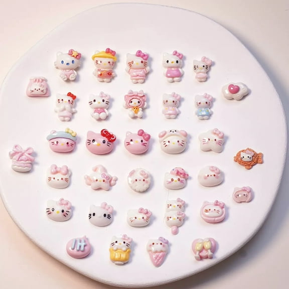 20PCS Cartoon Kitty Nail Charms 3D Cute Cat Face Nail Art Decorations for Acrylic Gel Nails