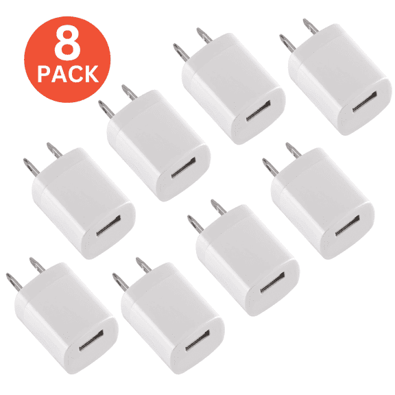 8x USB Charger Cube, Wall Charger Plug, 8 Pack USB Adapter Power Plug Charging Station Box Base Replacement for iPhone 11 Pro Max/X/8/7, iPad, Samsung Phones and More USB Wall Charging Block