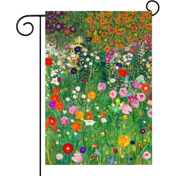 Spring Flowers Garden Flag 12 x 18 Inch Double Sided Colorful Floral Welcome Burlap Small Yard Outdoor Flag for Summer Home Décor