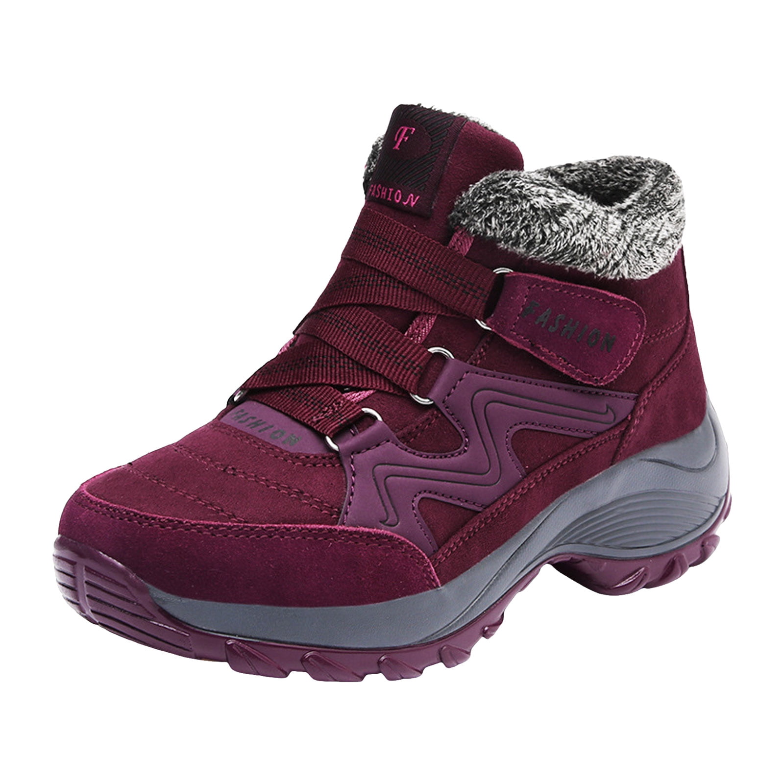 CAICJ98 Women's Winter Boots Warm Lined Ankle Boots Waterproof Outdoor Hiking Shoes Winter Boots Women (Red,Size 7.5)