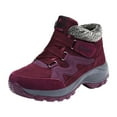 thumbnail image 5 of Winter Hiking Boots for Women Suede Hook and Loop Platform Snow Booties Trendy Furry Lined Anti Slip Sneakers, 5 of 6