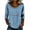 Sky Blue, variant on Womens Lace Patch Casual Dressy Blouses 3/4 Sleeve Length Tops Trendy Shirts Round Neck Loose Fit Tunic Top M