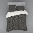 thumbnail image 2 of Geometric Duvet Cover Set, Maze Lines with Dots Monochrome Abstract Design Hand Drawn Labyrinth, Bedding Set with Shams and Fitted Sheet, 3 Sizes, by Ambesonne, 2 of 3