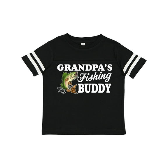 Inktastic Grandpa's Fishing Buddy with White Text Boys Toddler T-Shirt