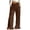 Coffee, variant on Women's Wide Leg Linen Pants Drawstring Elastic Waist Trousers with Square Patch Pockets Ruffle Flared Ankle Hem for Beach Vacation