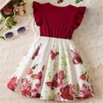thumbnail image 4 of Cowsor Girls Butterfly Floral Printed Ruffle Sleeve Princess Dress Waist Cinched Short Sleeve Sundress for 3-8 Years Old, 4 of 6